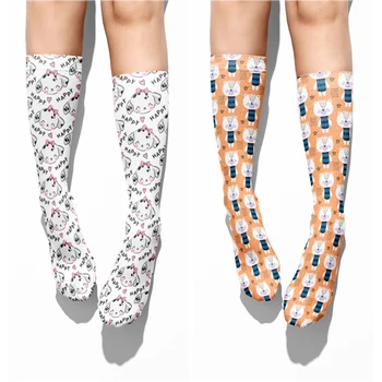 Новые Забавные Длинные Носки Унисекс с Мультяшным Медведем и щенком, 3D Печать, Модные Носки Harajuku kawaii, Удобные носки для пары на Хэллоуин