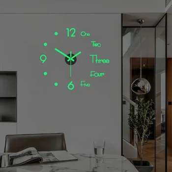 2023 Новые Креативные светящиеся настенные часы гостиная diy настенная наклейка часы немой будильник настенный домашний декор настенные цифровые часы