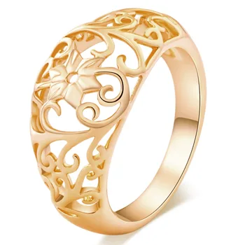 Высококачественные простые круглые кольца с выдалбливающимися цветами, женские обручальные кольца золотого цвета для женщин, подарок для влюбленных, бижутерия