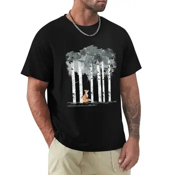 футболка с акварелью из лисы и березы, великолепная футболка, короткая футболка, графические футболки, мужские футболки с длинным рукавом.