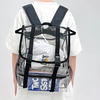Прозрачный рюкзак из ПВХ для женщин, мужчин, взрослых, прозрачный рюкзак большой емкости, школьный рюкзак, сумка для поездок на стадион, сумка для концертов, фестивалей