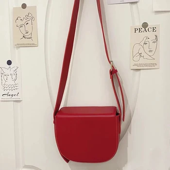 Женские винтажные красные сумки-мессенджеры, однотонные женские седельные сумки через плечо, кошельки и сумочки, модные повседневные сумки через плечо для девочек