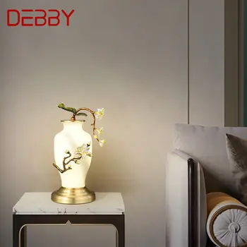 DEBBY Новая настольная лампа в китайском стиле, креативная светодиодная настольная лампа из латуни, ваза, стеклянный декор для дома, гостиной, прикроватной тумбочки в спальне