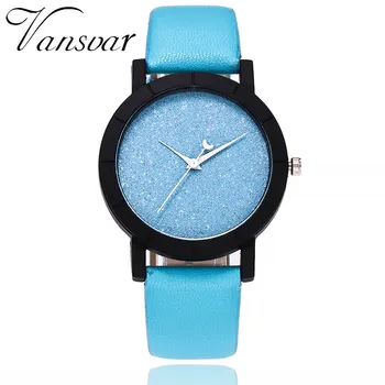 Трендовые женские кварцевые часы из простой синей кожи без шкалы с синим циферблатом, водонепроницаемые наручные часы для девочек часы женские наручные