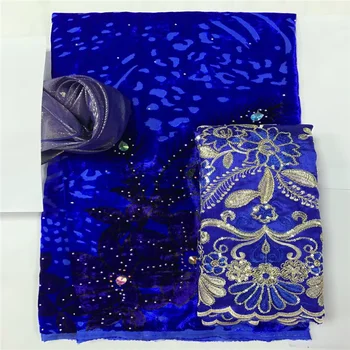 Синий 3.6+2+2 Ярдов Африканский шелк, фланель, бархатная ткань, перспективная шелковая ткань для платья, одежда, шелковая бархатная ткань, ткань