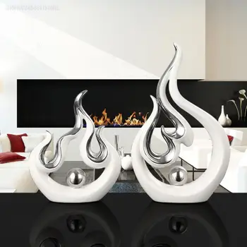 Современные Креативные Керамические Аксессуары в форме Белого Огня Для гостиной, Украшения мебели для рабочего стола, Статуэтки для журнального столика, Поделки