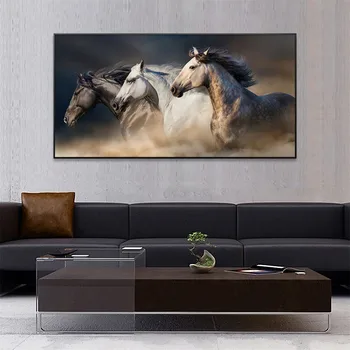 Современная бегущая лошадь, настенный художественный декор, картина маслом для декора гостиной, эстетический художественный абстрактный плакат и принт