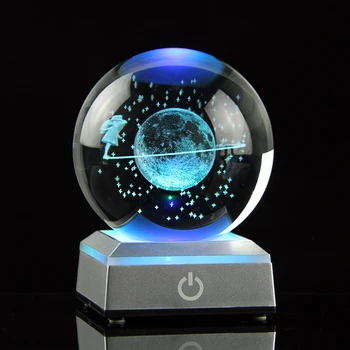 Хрустальный шар астронавта с 3D планетой Галактикой 6/8 см, прикроватный светильник, ночник, Астрономический сувенир, украшение для дома, подарок на День рождения